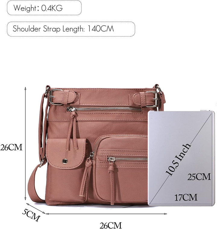FANDARE Leichte Schultertasche Umhängetaschen Damen Schulranzen Handtaschen Klein Frauen PU Leder Wa