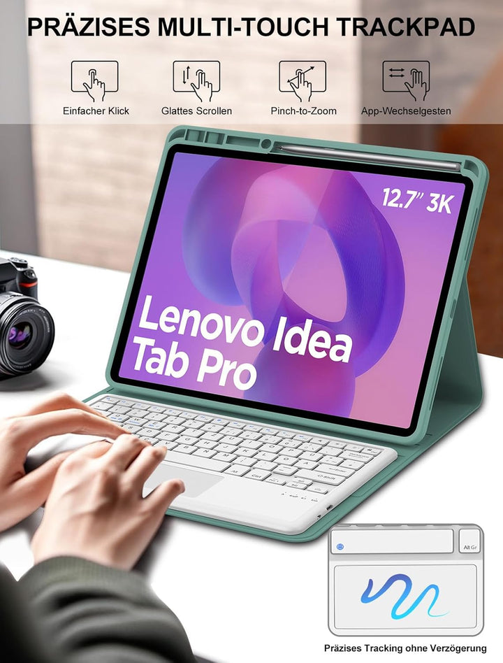 JADEMALL Tastatur Hülle mit Touchpad für Lenovo Idea Tab Pro 12,7" (2025), Deutsches QWERTZ Keyboard