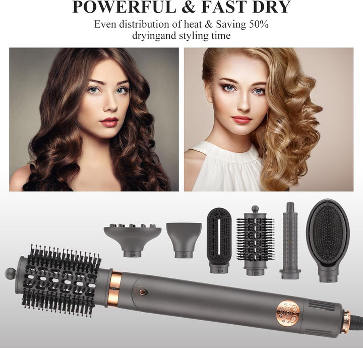 BESTBOMG Air Styler 6 in 1 Hairstyler Haartrockner Heissluftbürste, Lockenstab Multistyler Glättbürs