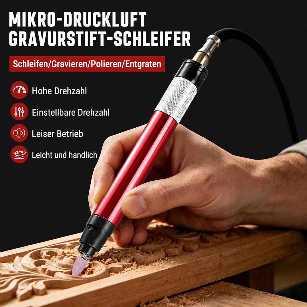 Micro Stabschleifer, Mini Druckluft Stabschleifer Druckluftschleifer,65000 U/Min Luftschleifer Gerad