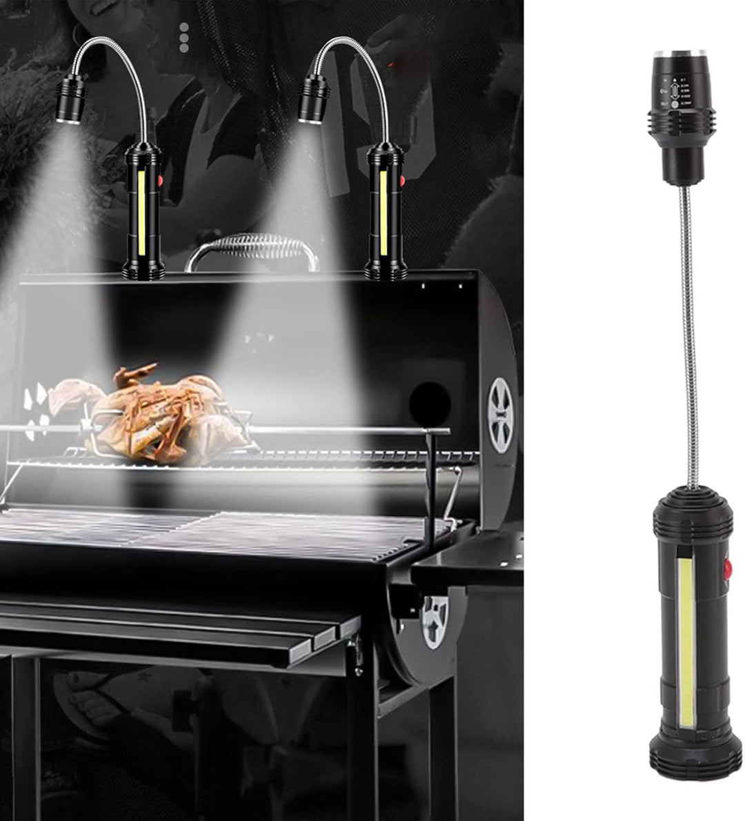 Grilllicht, Magnetfuss, Aluminiumlegierung, wasserdicht, hitzebeständig, verstellbar, flexibel, Schw