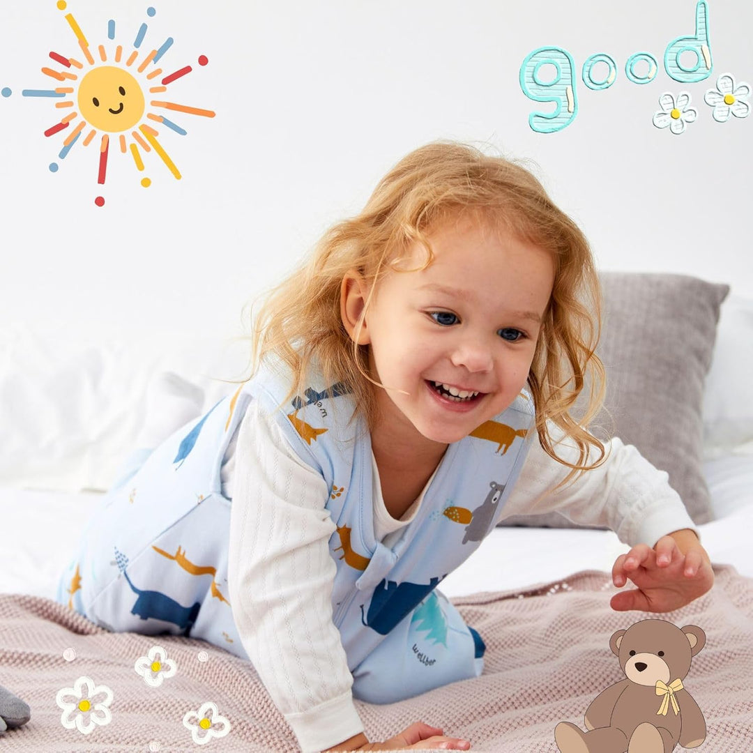 Duomiaomiao Baby Schlafsack mit füssen, Winter mit füssen,100% Baumwolle, 2.5 Tog Baby Jungen mit Sc