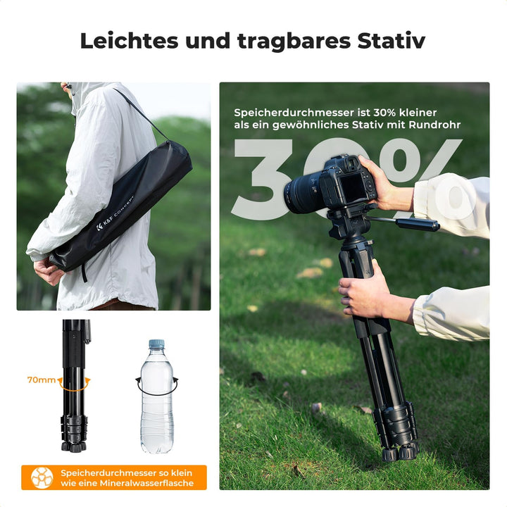 K&F CONCEPT Kamerastativ S254A3+BV01, Leichtes Stativ mit Tasche,172cm Handystativ,Tripod für Canon