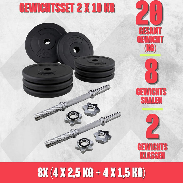 Matchu Sports | Dumbbell set | Kurzhantelset | Hantelset verstellbare Gewichte | Hantelset | 20kg |