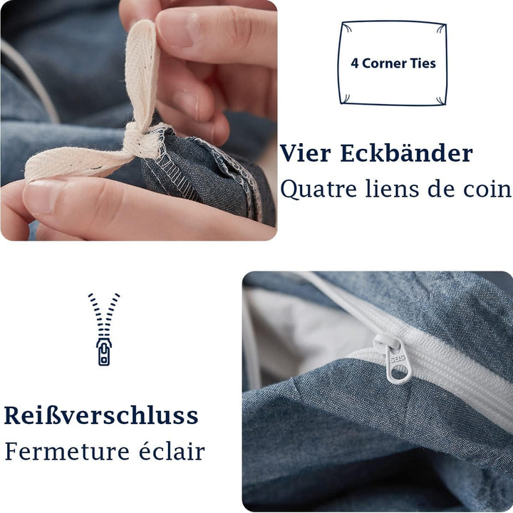 Simple&Opulence Bettwäsche 2 Teilig-100% Gewaschene Baumwolle Weiche und Angenehme Schlafkomfort - Ö