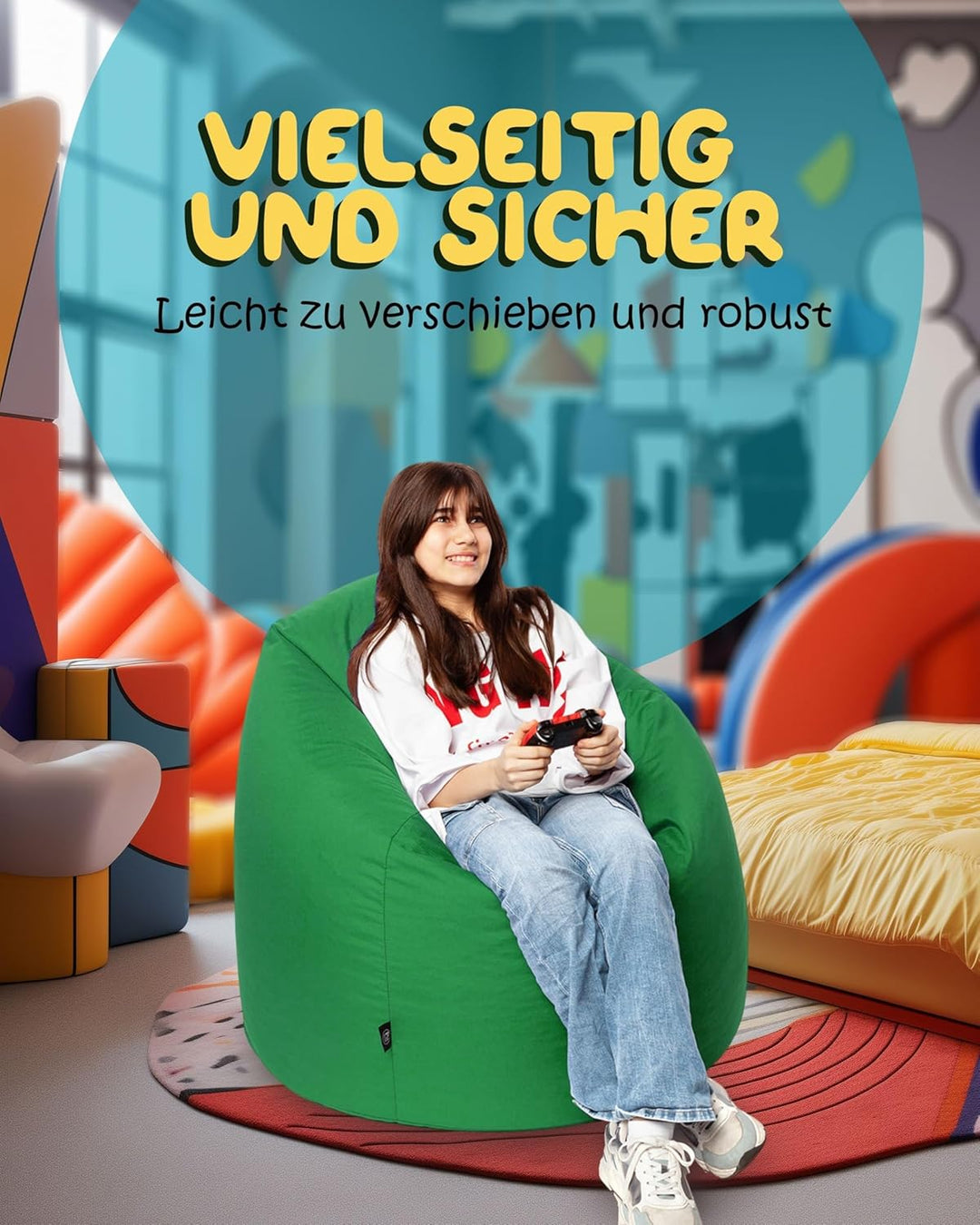PATCH HOME Patchhome Sitzsack Tropfenform mit Reissverschluss Nachfüllbar - für In &amp; Outdoor - mit S