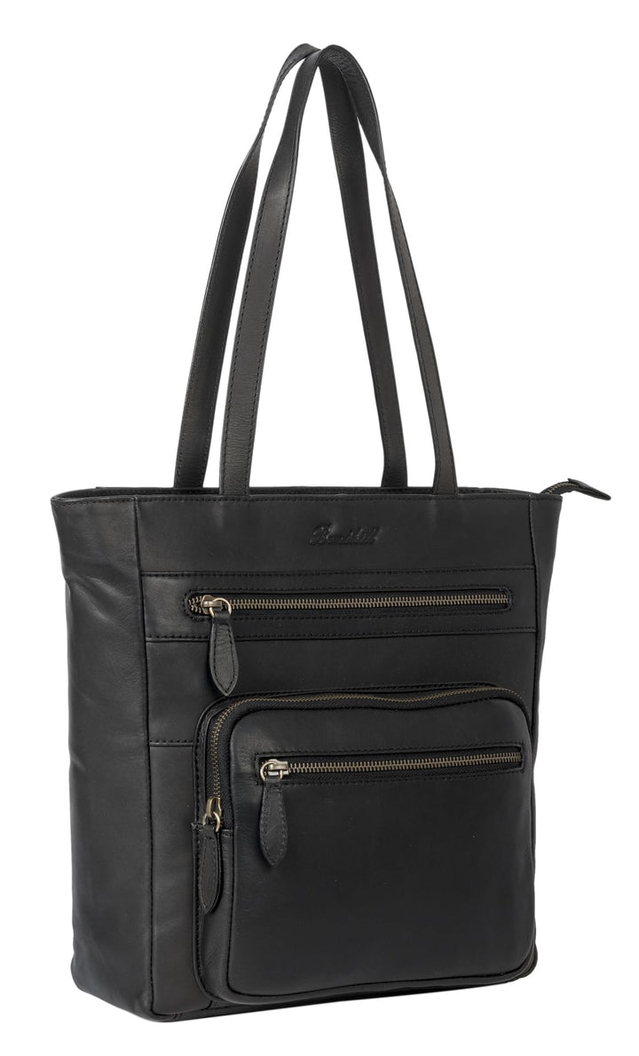 Benthill Schultertasche Damen Echt Leder | Shopper aus echtem Rindsleder | Vintage Handtasche mit vi