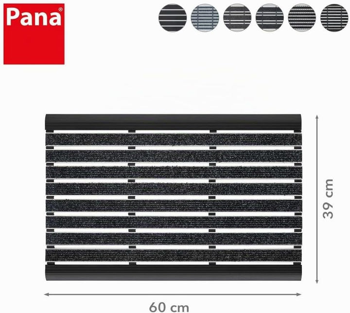 PANA Aluminium Türmatte (39x60cm) • Fussmatte Aussen • Schmutzfangmatte • Fussabtreter mit Nadelfilz