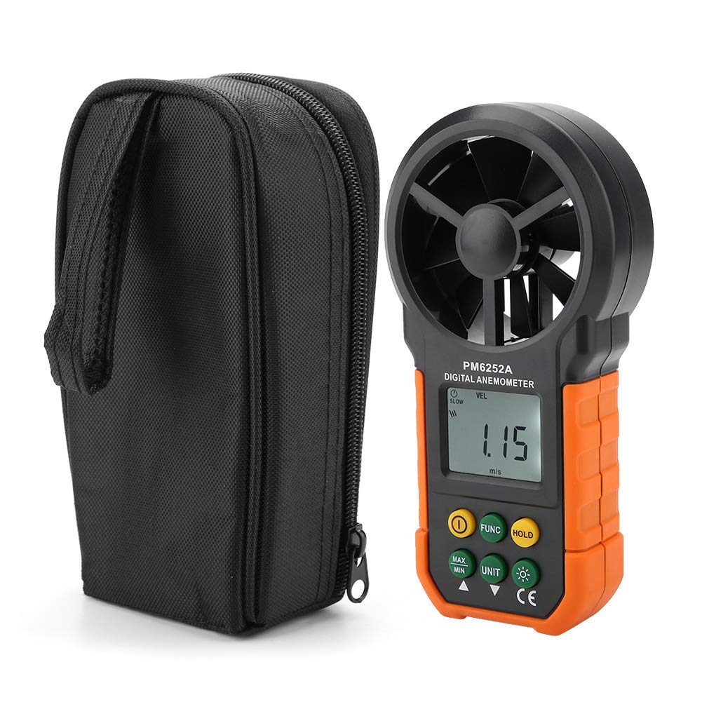 Windmesser Handanemometer PM6252A Profi Tragbares Digitales Windmessgerät mit LCD-Display und Hinter