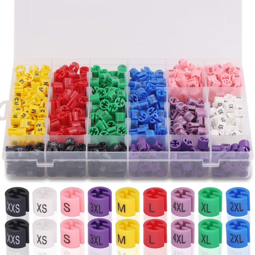 Mardatt Kleiderbügel-Grössenmarkierer, Farbkodierung, Kleidergrössenmarker, Etiketten-Set, 9 Grössen