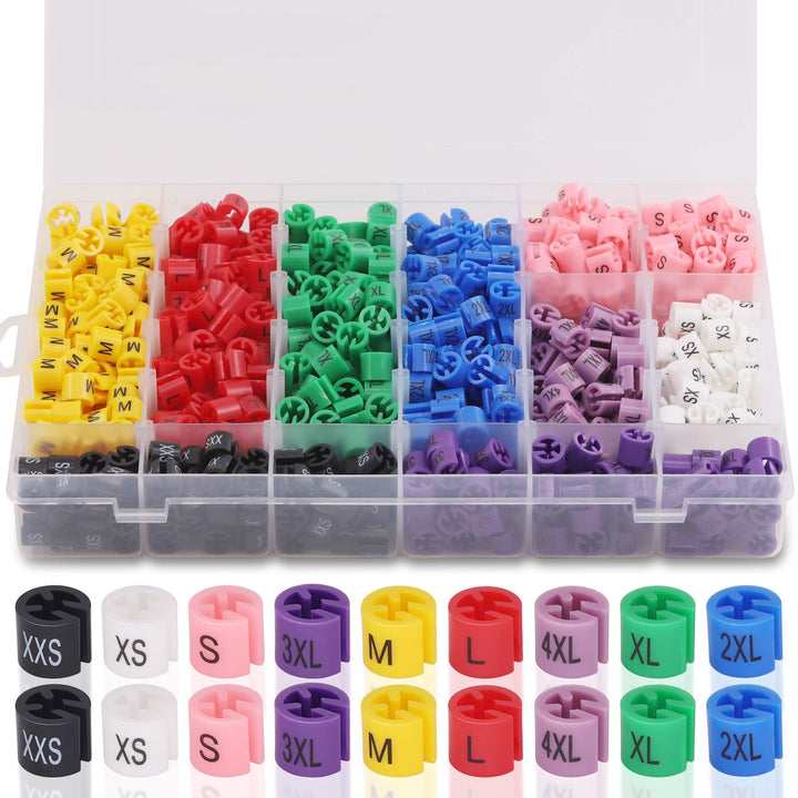 Mardatt Kleiderbügel-Grössenmarkierer, Farbkodierung, Kleidergrössenmarker, Etiketten-Set, 9 Grössen