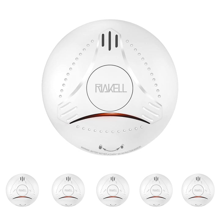5er Set Rauchmelder 10 Jahre Batterie, Rauchwarnmelder Feuermelder mit Fotoelektrischem Sensor, TÜV