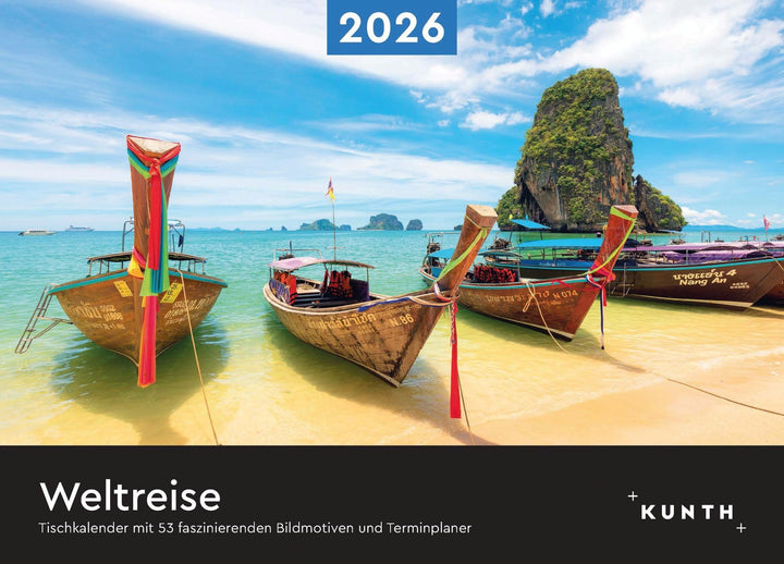 Weltreise - KUNTH Tischkalender 2026: Wochenkalender mit faszinierenden Fotomotiven und einem prakti
