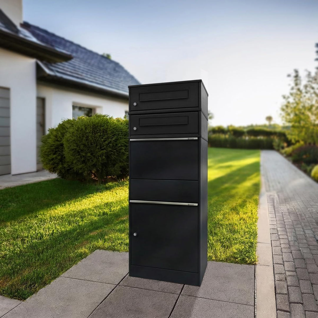 Metzler Paketbox mit 2 Briefkästen – XXL Doppel-Briefkasten mit Paketfach, rostfrei und wetterfest –