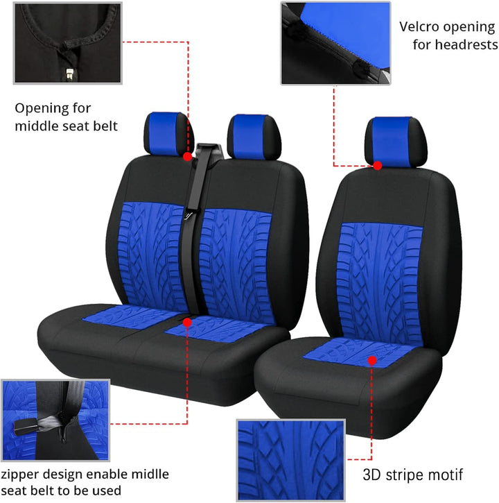 TOYOUN Universal Sitzbezüge Auto für Transporter LKW - Separater Design Sitzunterseitenstauraum zugä