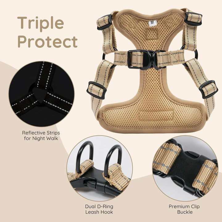 BELLA & PAL Hundegeschirr und Leine Set, Step-in Design mit atmungsaktivem Air-Mesh, reflektierenden