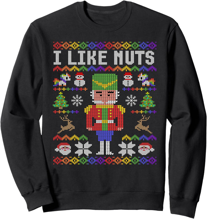Lustiges Ugly Christmas Ich mag Nüsse LGBT Sweatshirt