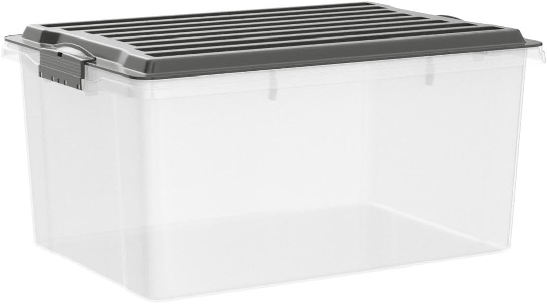 3er-Set Aufbewahrungsbox 38l mit Deckel 3x38l Anthrazit/Transparent, 3x38l Anthrazit/Transparent