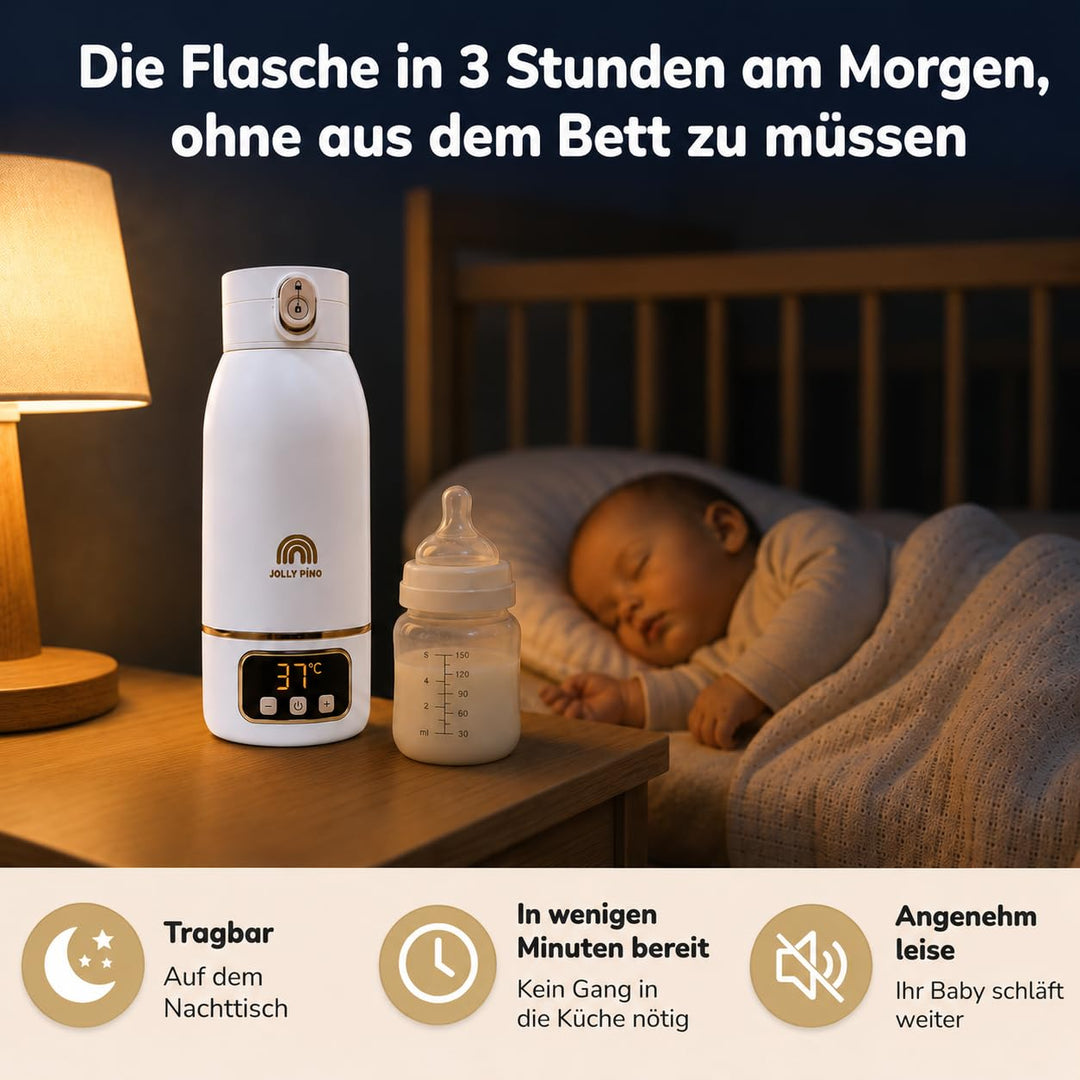 Flaschenwärmer Baby Unterwegs Tragbar Kabellos 500ml, Muttermilch & Wasser, Reise Auto Nacht, Siliko