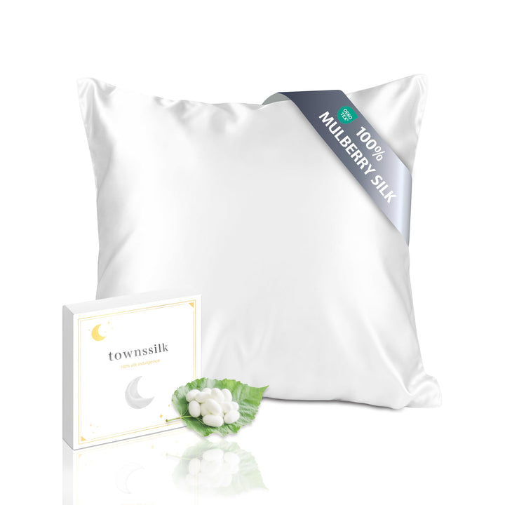 Townssilk 19 Momme 100% Seide Kissenbezug 1 Stück 80x80cm weiss 80x80cm White, 80x80cm White