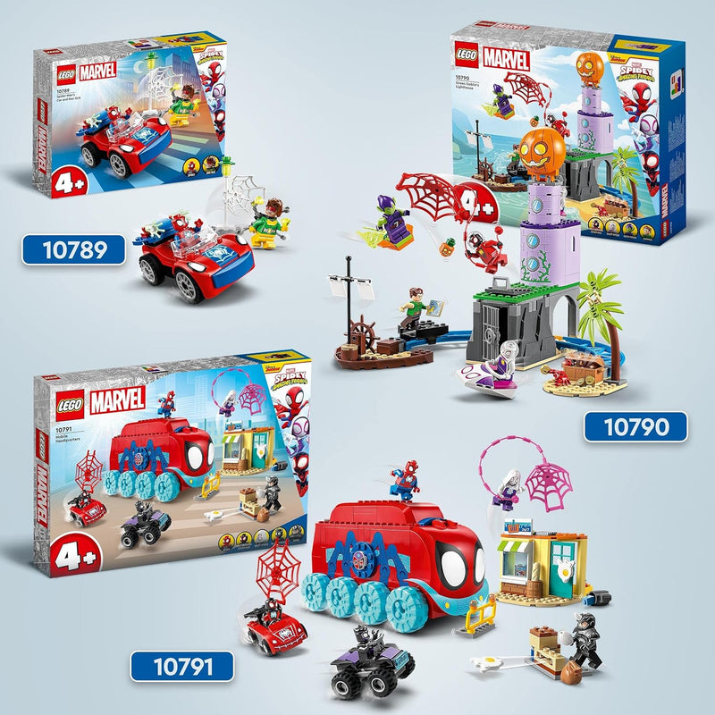 LEGO 10790 Marvel Spideys Team an Green Goblins Leuchtturm, Spielzeug für Kinder ab 4 Jahren mit Pir