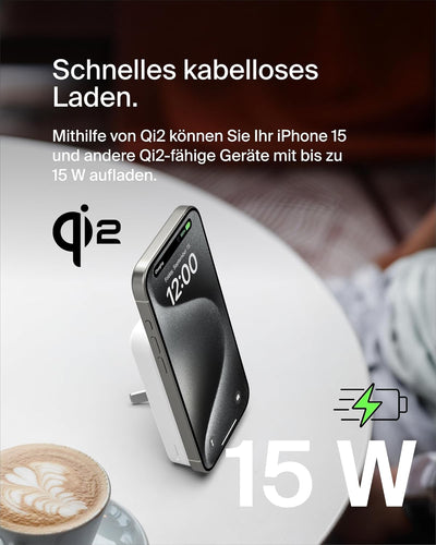 Belkin BoostCharge Pro Kabellose Powerbank 8.000 mAh mit Qi2, MagSafe-kompatibles tragbares Ladegerä