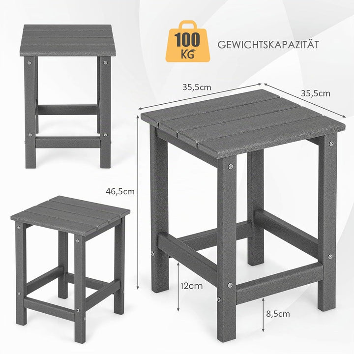 COSTWAY Beistelltisch, kleiner Gartentisch aus UV-beständigem Kunststoff, Balkontisch wetterfest, fü