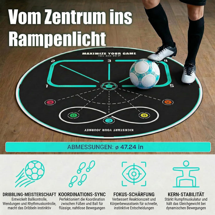 360 Fussballtrainingsmatte, Rutschfeste und Geräuscharme Fussballtrainingsgeräte, Fussball-Trainings
