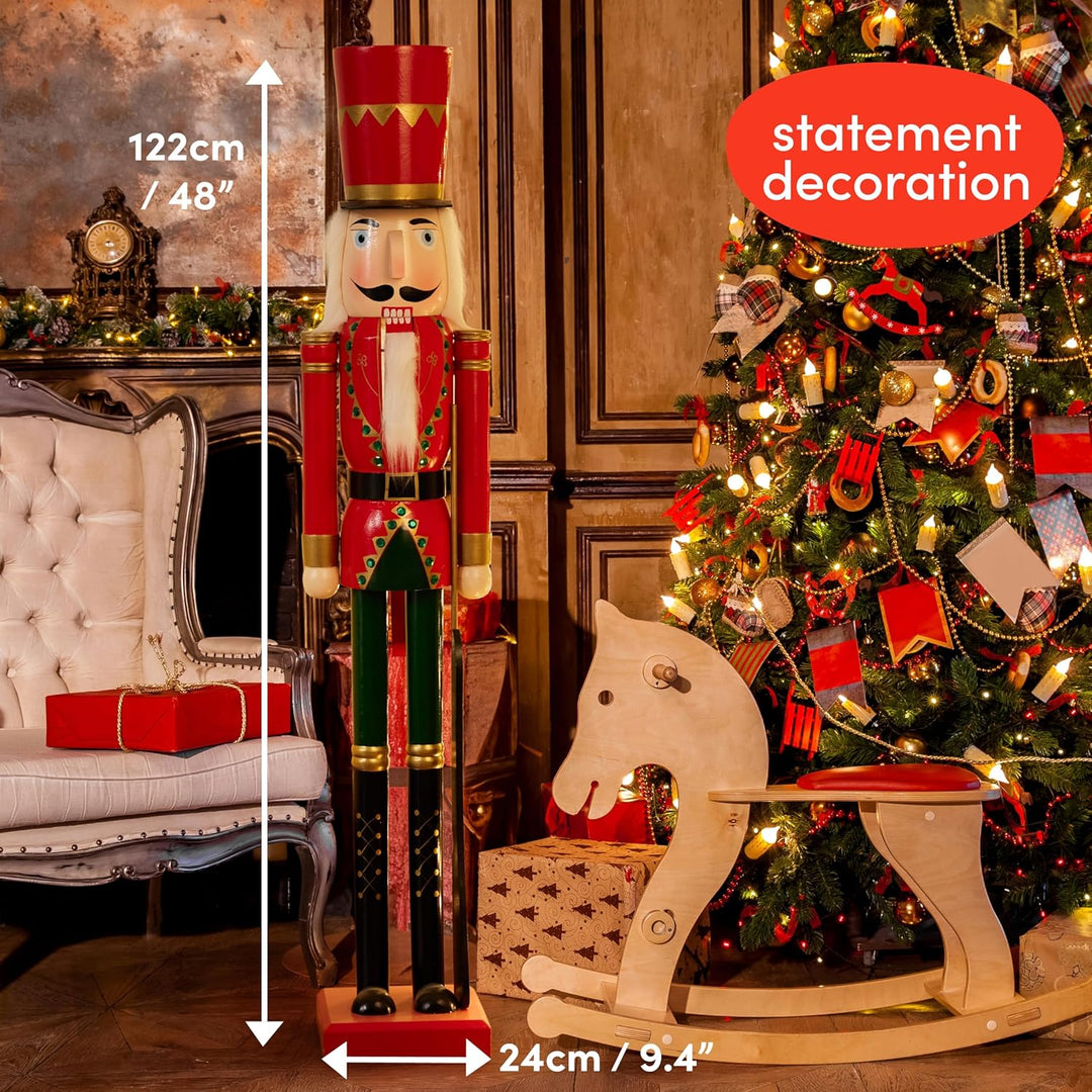 THE TWIDDLERS Riesige Holz Weihnachten Nussknacker Figur, Lebensgrösse, XXL 120cm - Klassische Weihn