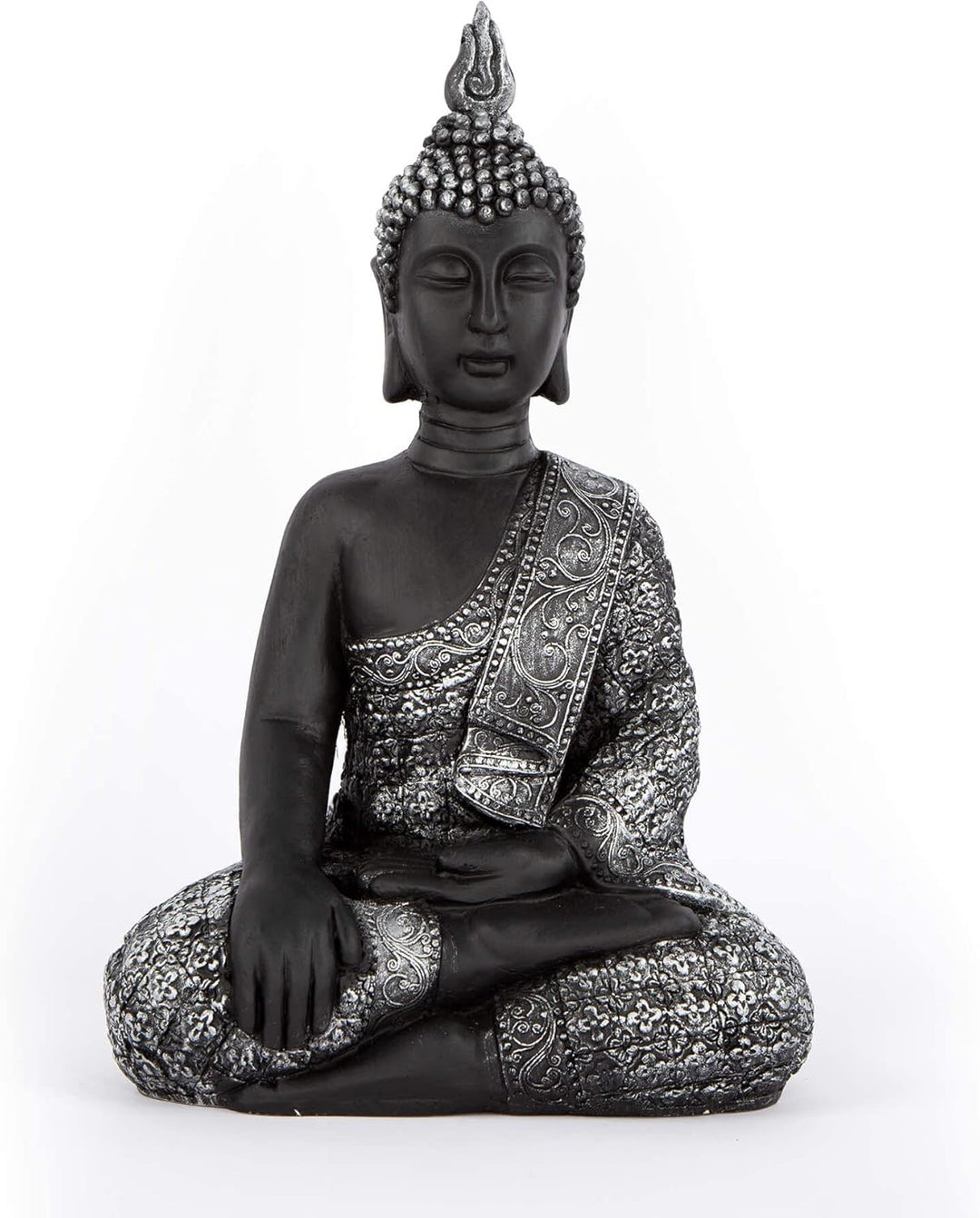 K&L Wall Art Sitzender Buddha Beton Grau Kunststein Feng Shui Deko Figur grosse Buddhastatue Garten