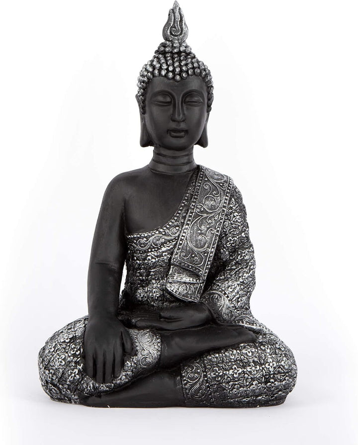 K&L Wall Art Sitzender Buddha Beton Grau Kunststein Feng Shui Deko Figur grosse Buddhastatue Garten