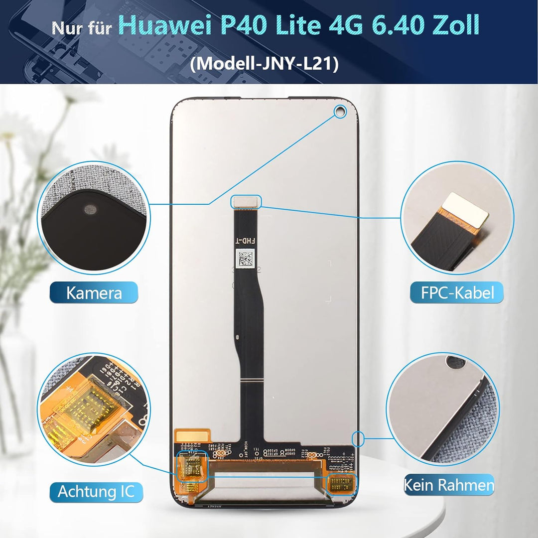 RongZy Kompatibel mit Huawei P40 Lite 4G Ersatz Bildschirm LCD Display und Touchscreen-Digitizer mit