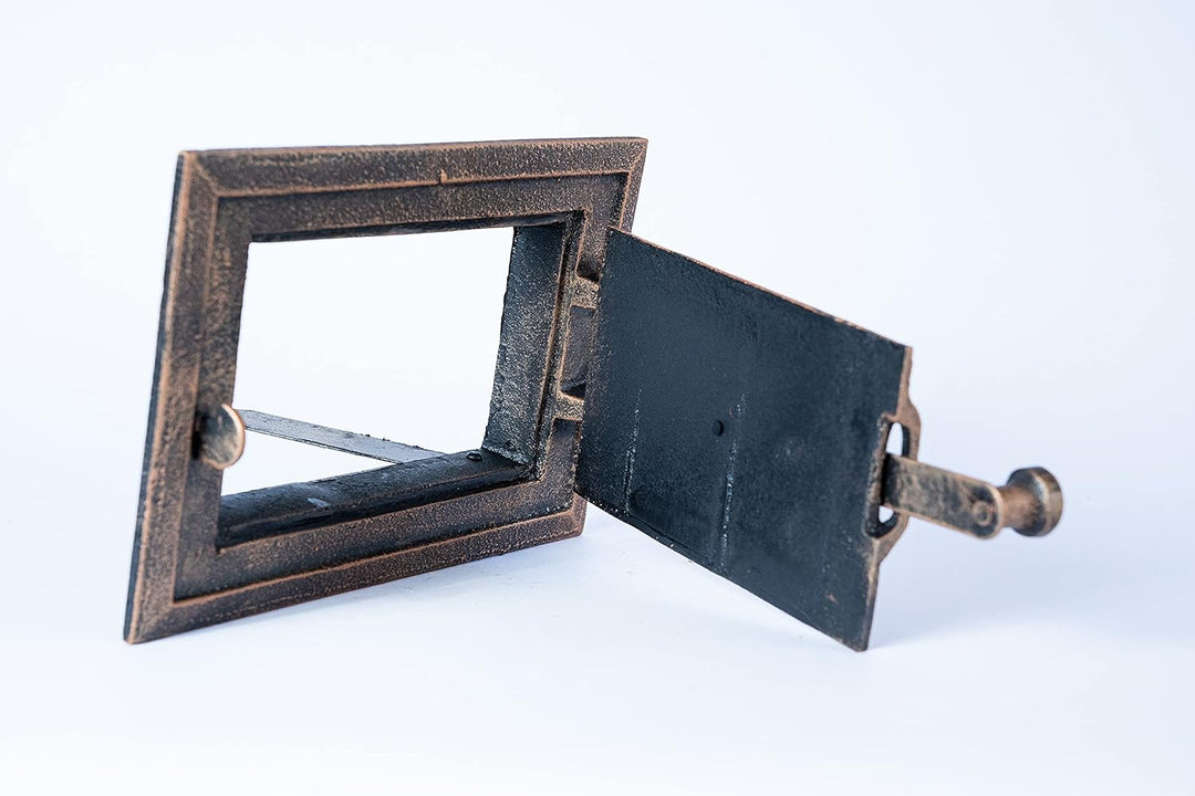 Euro Sezam - Kupfer Ofentür aus Gusseisen - Massive dicke Ofentür - Pizzaofentür - DZ067 - Einzeltür