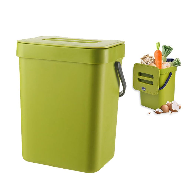 DASIAUTOEM Mülleimer Küche, Biomülleimer Küche Klein, 3L Abfalleimer mit Deckel, Küchenabfalleimer W