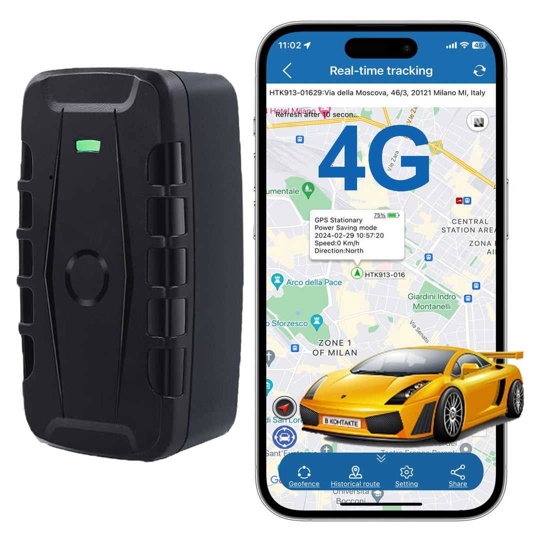 TKMARS 4G GPS-Tracker Auto GPS Tracker 240 Tage Standby-Zeit, 60 Historien Abrufbar, Stark Magnetisc