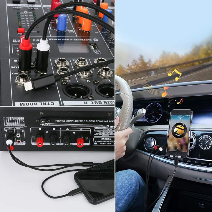 WORLDBOYU Lightning-auf-Cinch-Kabel, Audio-Aux-Adapter, Stereo-Y-Splitter-Adapter für ausgewählte iP