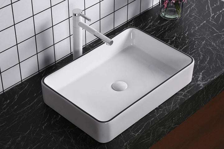 Art-of-Baan® Premium Waschbecken aus Keramik I hochwertiges Handwaschbecken mit Lotus-Effekt I eckig