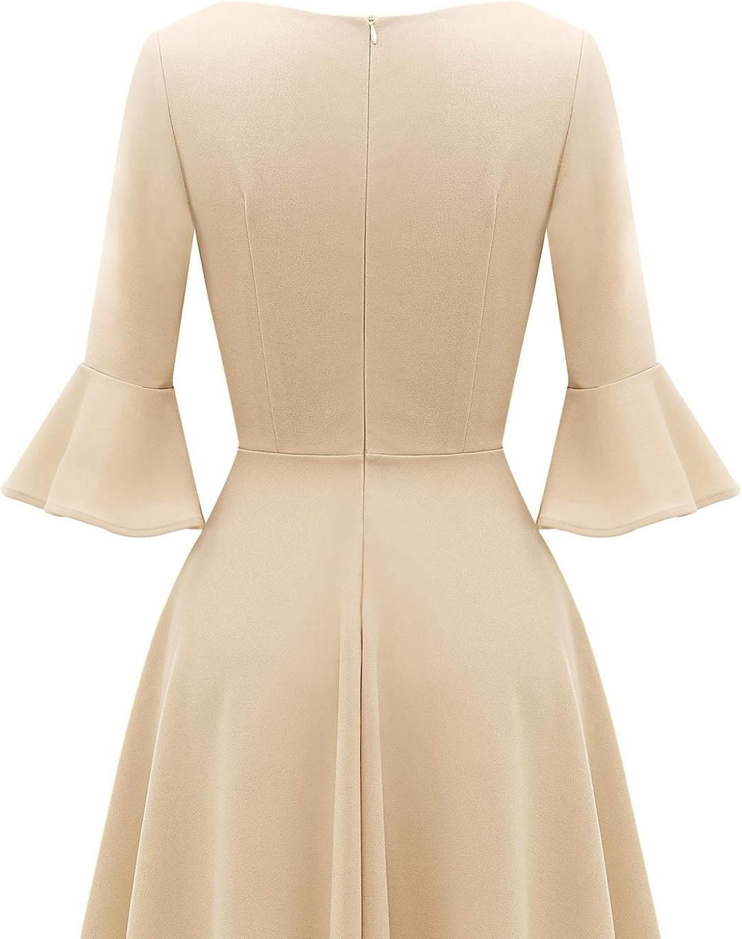 Gardenwed Festliches Kleid Damen 3/4 arm Flare Bell Sleeve Rundhals Kleider High-Low Cocktailkleider