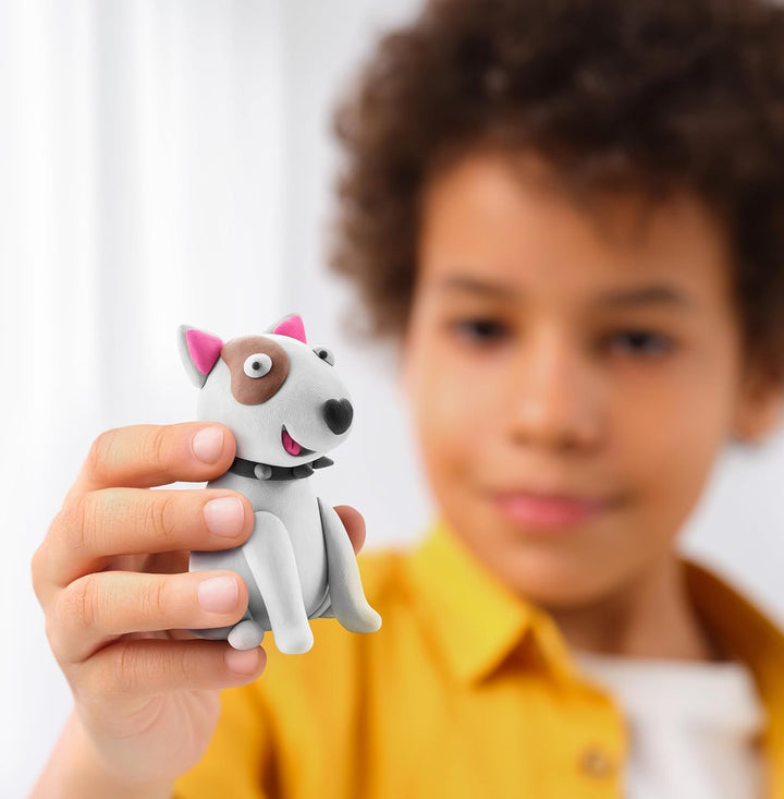 Hey Clay Dog Story 15 Dosen – Bunte lufttrocknende Modelliermasse für Kinder – Air Dry Clay Kit 15 D