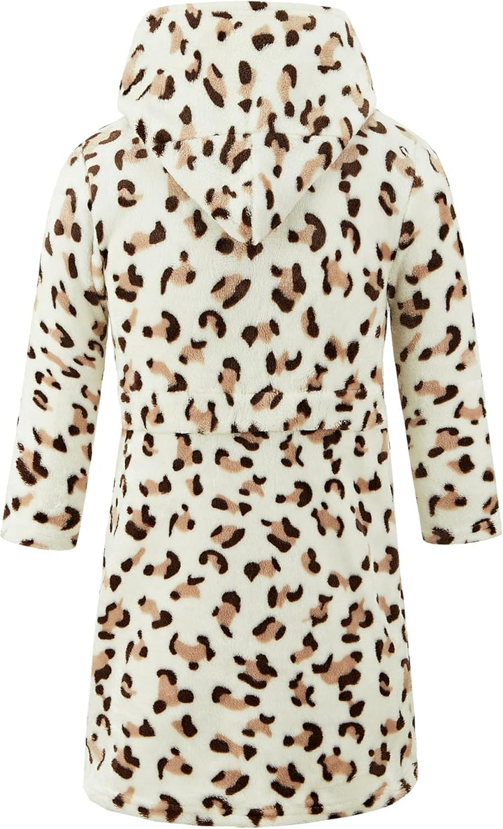 Unisex Baby Mit Kapuze Bademantel Kinder Flanell Pyjama Morgenmantel zum Jungen Mädchen Nachtwäsche