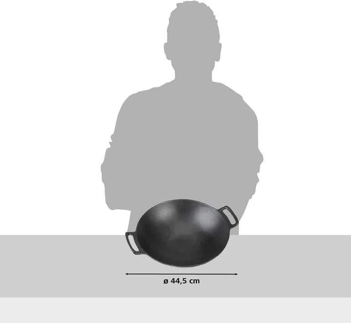 LANDMANN Grillwok | Hochwertiger Wok aus emailliertem Gusseisen (Ø 36 cm) | Optimale Hitzeverteilung
