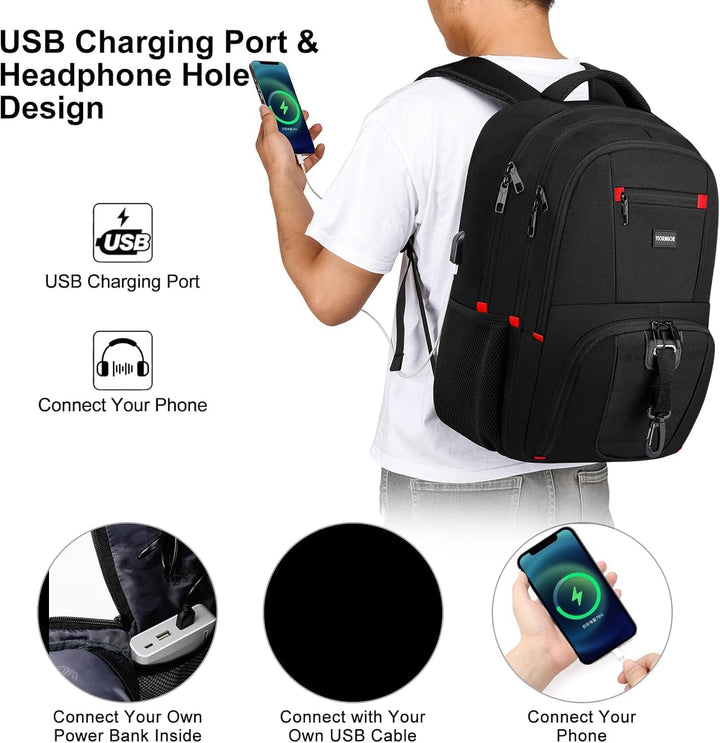 Rucksack Herren Schulrucksack Jungen Teenager für 17,3 Zoll Laptop Rucksack Arbeit Wasserdicht Busin