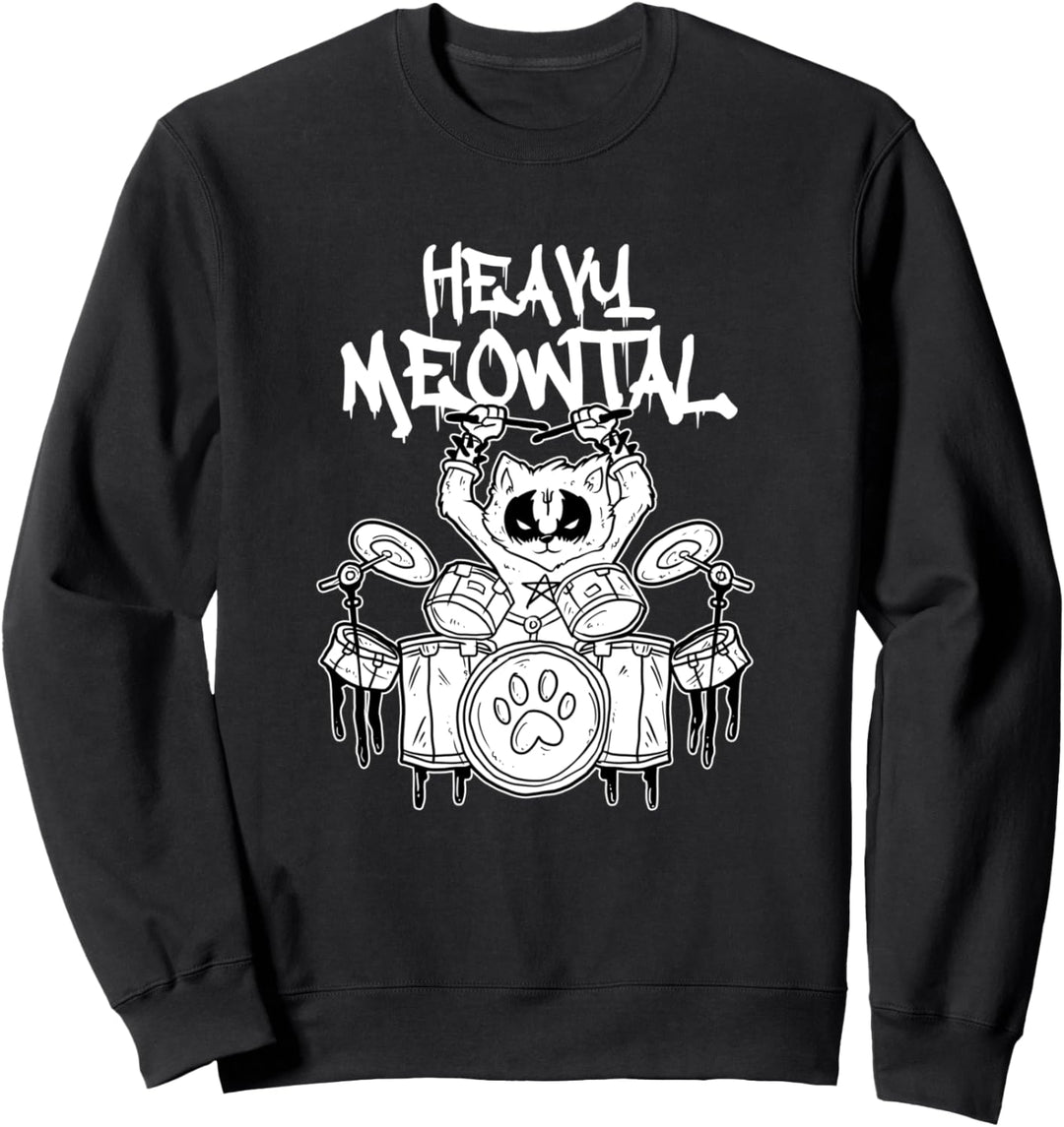 Heavy Meowtal Katze Heavy Metal Musik Sweatshirt