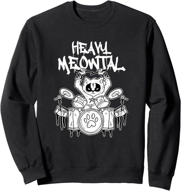 Heavy Meowtal Katze Heavy Metal Musik Sweatshirt