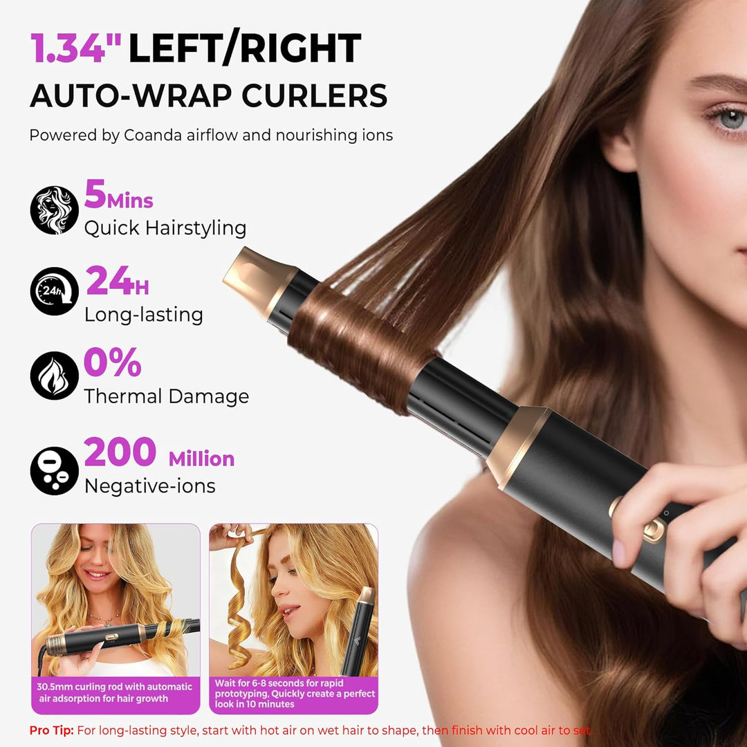 Hairstyler 5 in 1 Airstyler Haarstyler mit Luft Lockenstab Föhn Hair Dryer Haarstyling Geräte Föhnbü