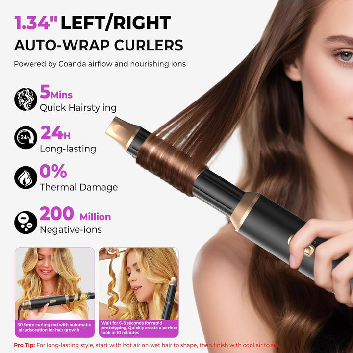 Hairstyler 5 in 1 Airstyler Haarstyler mit Luft Lockenstab Föhn Hair Dryer Haarstyling Geräte Föhnbü