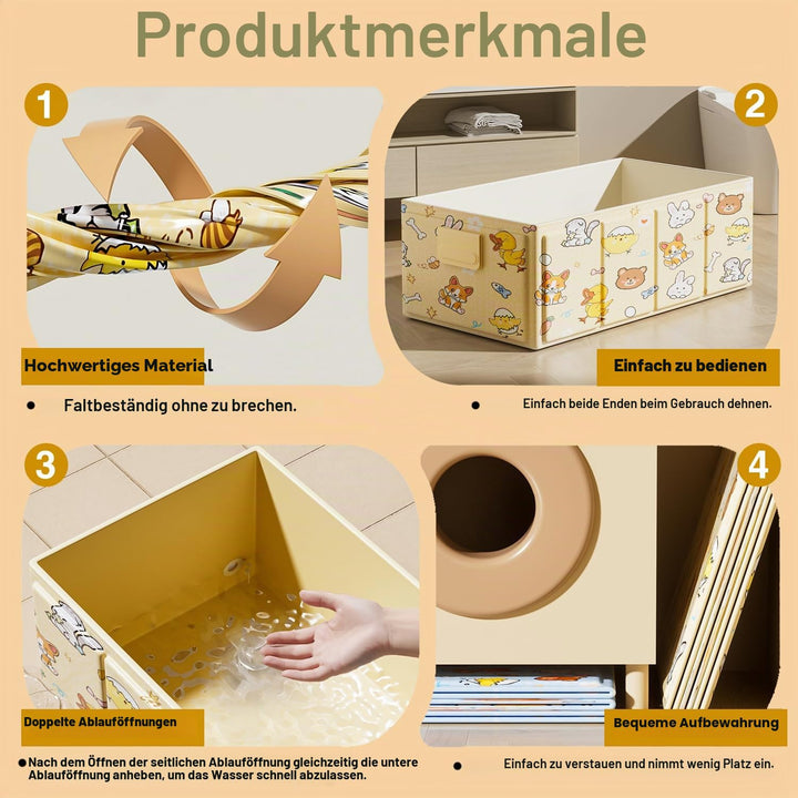 Tragbare Babybadewanne, Faltbare Badewanne, Kleinkindbadewanne mit Ablaufstopfen, für Reisen im Frei