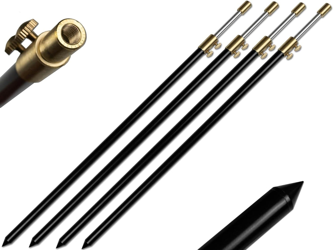 2-4 Stück Rutenhalter Brolly Bankstick Alu Doppelschraube 50-90cm / 100-190cm 16/9mm schwarz 4 Stück