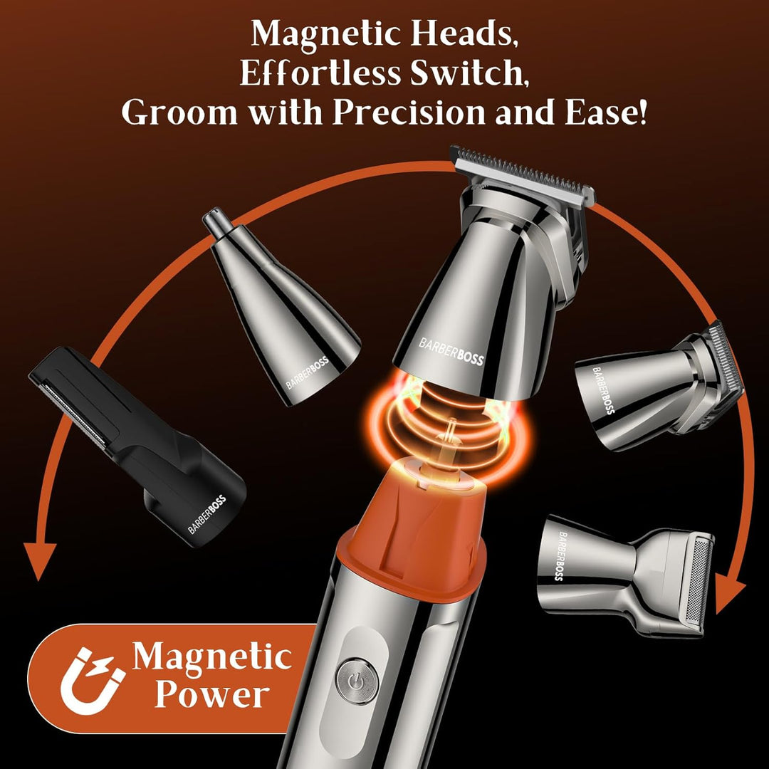 BarberBoss rasierer herren elektrisch, bartschneider herren, 5-in-1 Pflegeset für Männer, Haarschnei