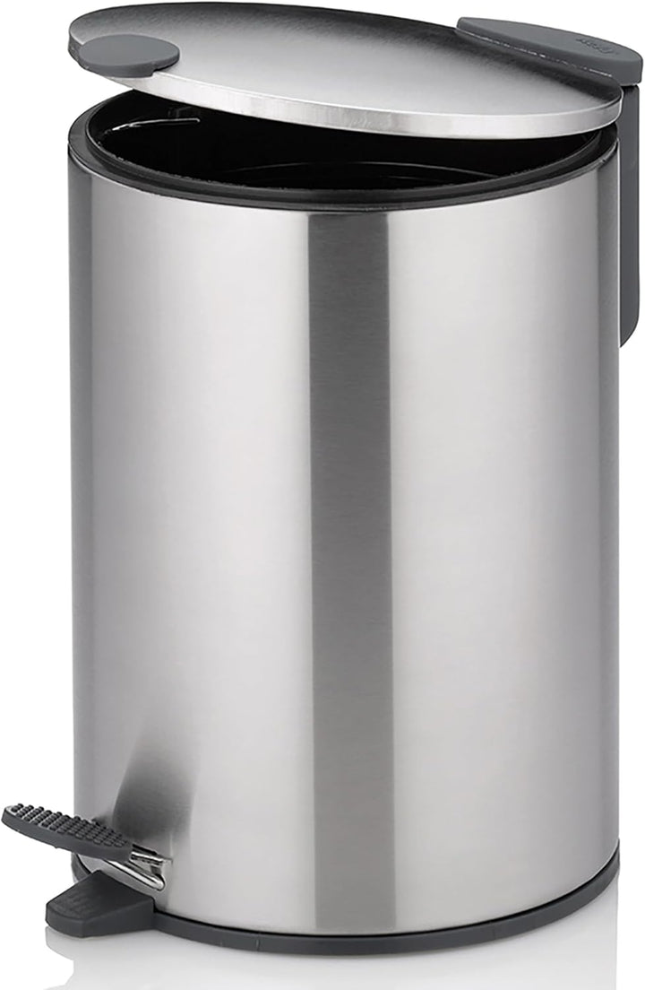kela Kosmetikeimer 3l silber matt, Silent-Close-Deckel, Edelstahl Tretmülleimer Badezimmer MATS, Bad